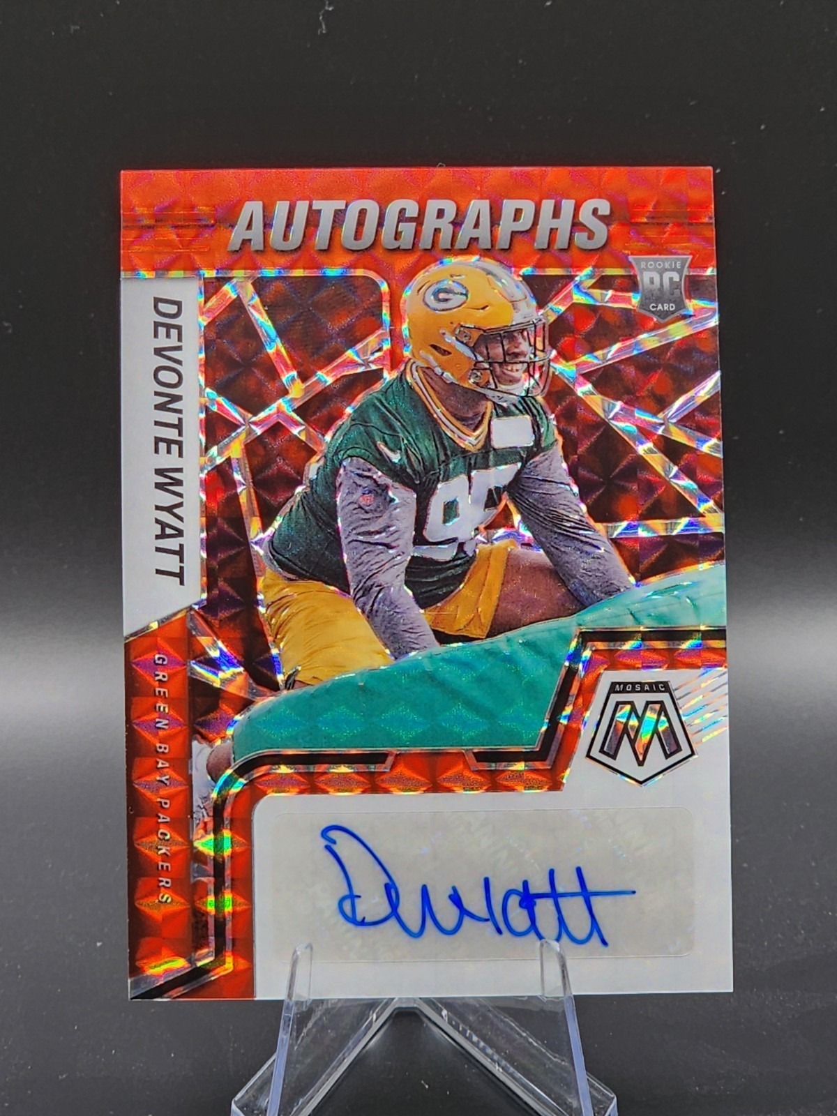 Devonte Wyatt Panini Mosaic Rookie Autograph Mosaic #RAMDW Red Mosaic