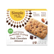 Simple Mills Dark Chocolate Almond Soft Baked Snack Bars Gluten Free 5 Count