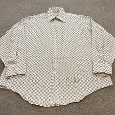Vintage 70s Sears Shirt Mens 16.5 34 Diamond Pattern 70s Disco Made in Korea