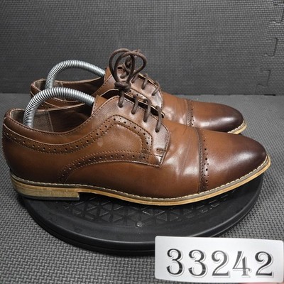 Stacy Adams Dress Shoes Mens Size 7 Brown Cap Toe Oxford Brogue Lace Up Casual