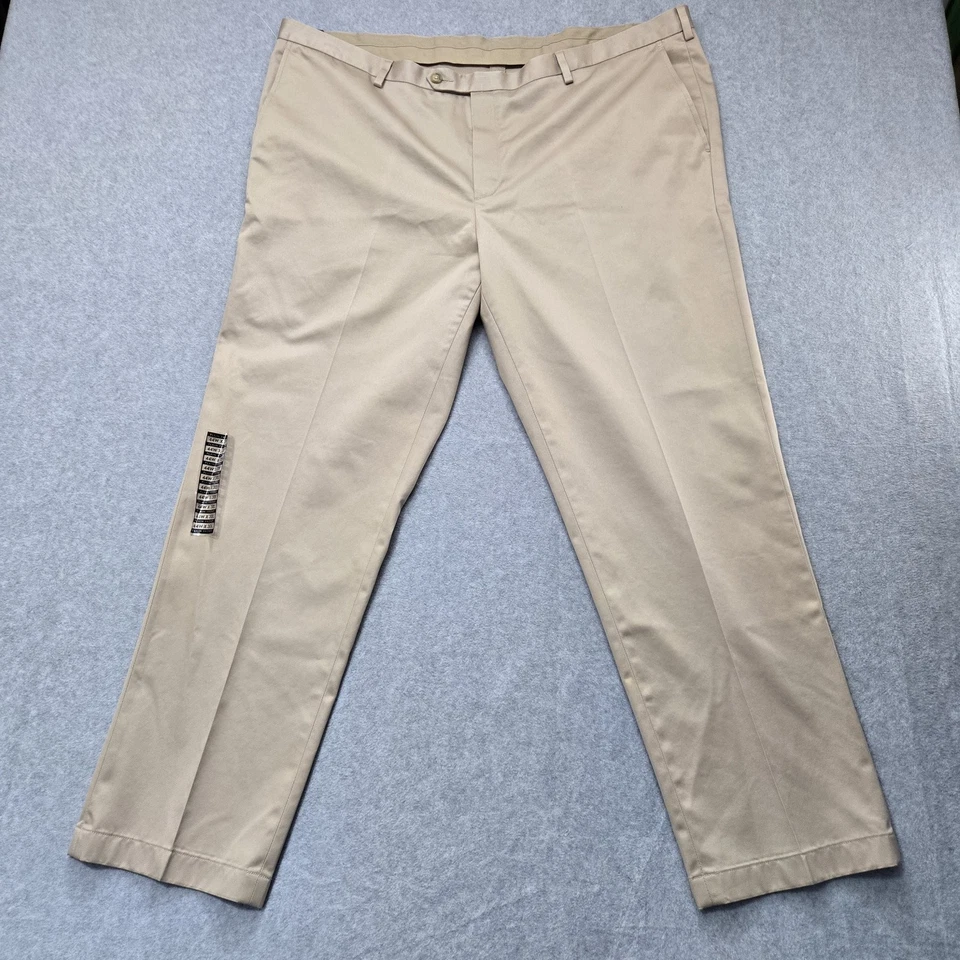 Jos A Bank Pantalones Para Hombre 44x30 Caqui Beige Frente Plano Vestido Algodón Chino Sin Hierro Foto 2 de 4