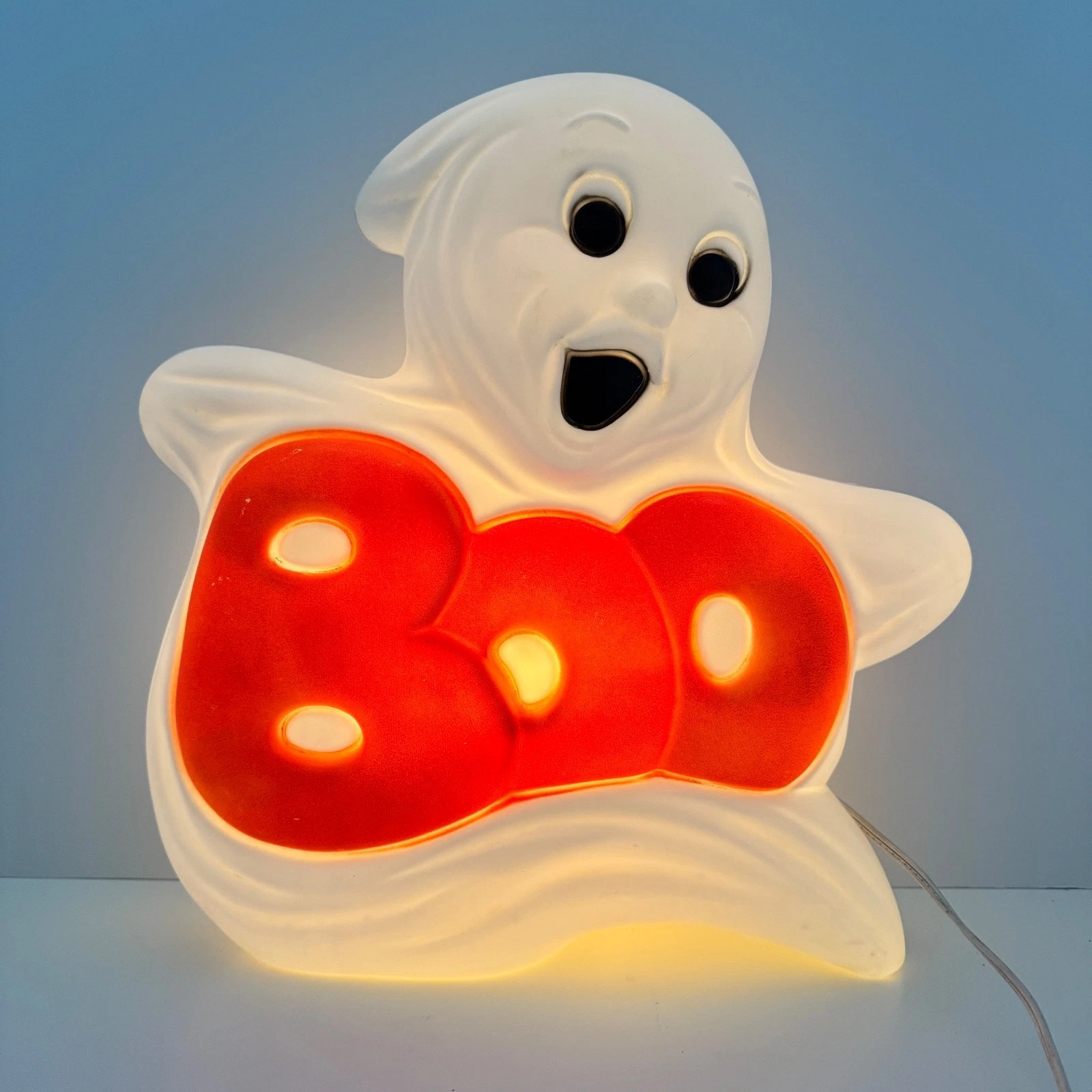 VTG Halloween Ghost Boo Lighted Blow Mold Grand Venture 1997 Wall Table Top 15"