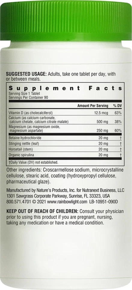 Rainbow Light - Tabletas de calcio con magnesio y vitamina D3, suplemento dietético Foto 2 de 3