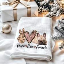 French Bulldog Lover Kitchen Towel-Peace Love Frenchie Gift