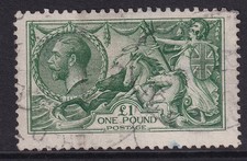 GB GV 1913 SG403, £1 green Seahorse, Fine used. Cat £1400