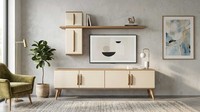 Wohnzimmer Set Beige Modern Luxus Tv Lowboard Wandregal