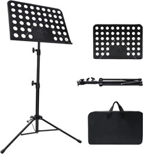 Adjustable Music Stand Portable Folding with Carry Bag - Holder Music Sheet Clip