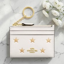 Coach Mini Skinny Id Case With Star Print in Chalk White CW876