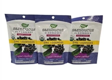 3 Pack Nature's Way Sambucus Zinc Lozenges Elderberry & Vitamin C 24 Lozenges