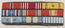 WW2 / Korea US Army Hand Sewn 9 place Ribbon Rack W/ Bullion Campaign Stars