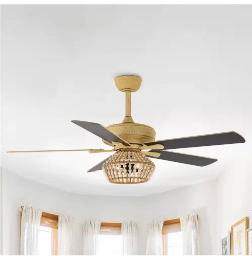 Flint Garden 52" Indoor Weathered Gold Reversible Blade Ceiling Fan with Light - Image 2 of 4
