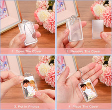 50 Pcs Acrylic Photo Frame Keychain Holder 1.3 x 2 Inch Photo Picture Insert ...