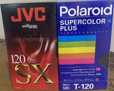 6 Total.5 New Sealed JVC T-120 SX Blank VHS Tapes 1 Polaroid Supercolor Plus VHS