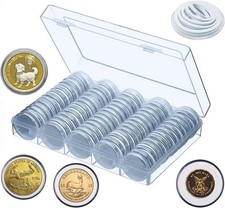 100 Pieces 30mm Coin Capsule,5 Sizes Protect Gasket, Holder Case with...