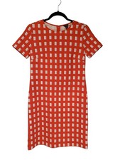 Office Siren Luxery Ann Taylor Classic Sheath  Red White Dress 2 PetiteBusiness 