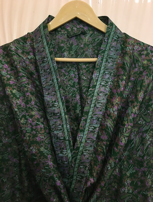 Pure Silk Midikimono Vintage Sari Morgenmantel Resort Nightgown MKMO2292