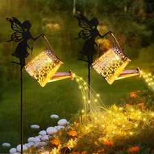 2Pack Solar Watering Can Lights,Waterproof Hollowed-Out Metal Outdoor Lights ...