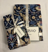 Morris & Co Lodden Tablecloth 60”x 102” & 8 Napkins Set Navy Blue Floral Oblong