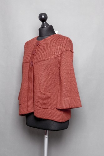 c.a.r.o. Damen Cardigan Strickjacke M braun Knopf 3/4-Arm Strick mit Alpaka B569 - Bild 3 von 5