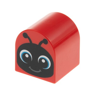 1X Lego Duplo Round Brick 2X2X2 Red Printed Face Beetle Insect 3664PB31 ...
