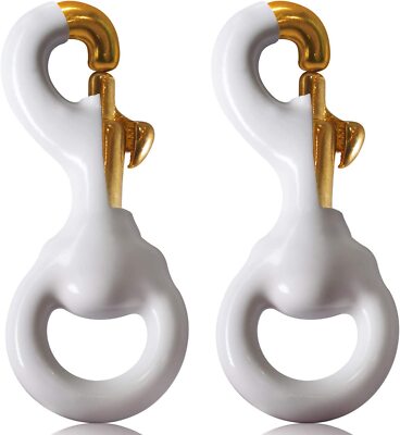 Anley Flag Accessory - 1 Pair White Rubber Coated Brass Swivel Snap Hook 3.3 In