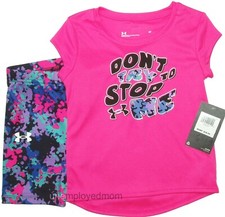 Girls Under Armour Short Set 2 pc Athletic Sports Wear Don t Try to Stop Me Bike