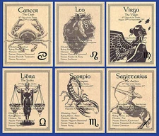 ASTROLOGY SUNSIGN ZODIAC POSTER PAGE-CANCER LEO VIRGO LIBRA SCORPIO SAGITTARIUS
