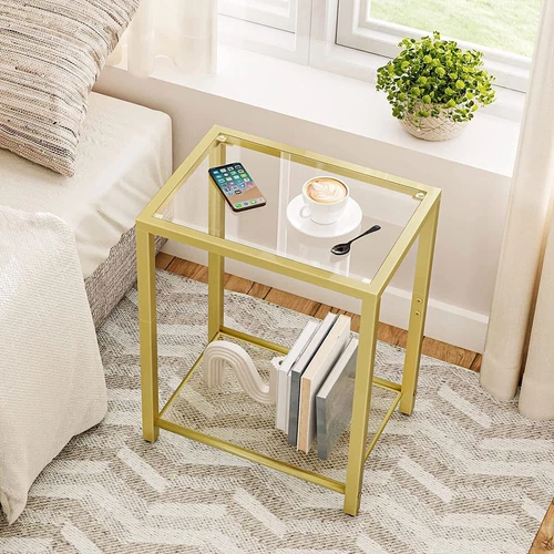 HOOBRO Coffee Table Side Table Slim Bedside Table Metal Frame for Small Space - Picture 31 of 32