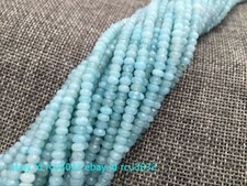 Natural Faceted Blue Aquamarine 2x4mm Rondelle Gemstone Loose Beads 15" AAA
