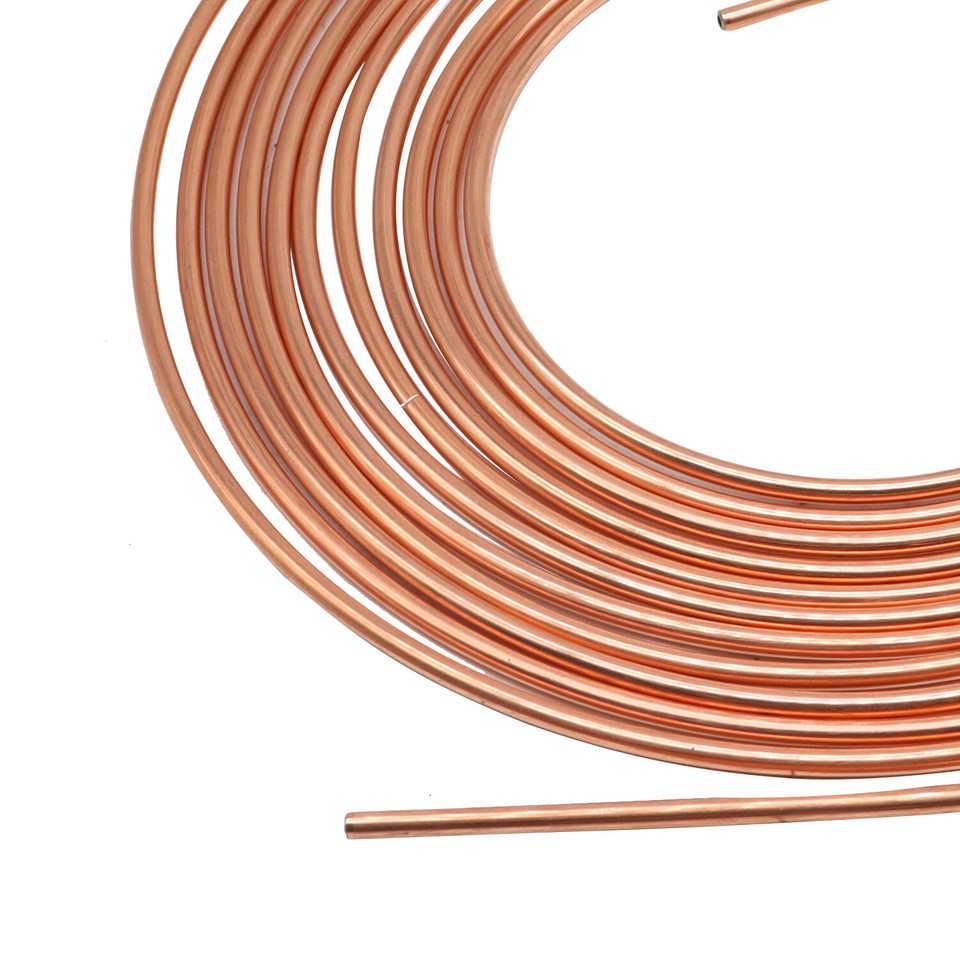 Copper-Coated Brake Line Tubing Kit 3/16In 25Ft Coil Roll w