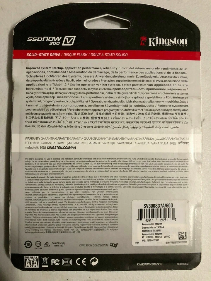 Genuine Kingston SSDNow V300 SV300S37A/60G 2.5" 60GB SSD Solid State Drive - Image 2 of 2