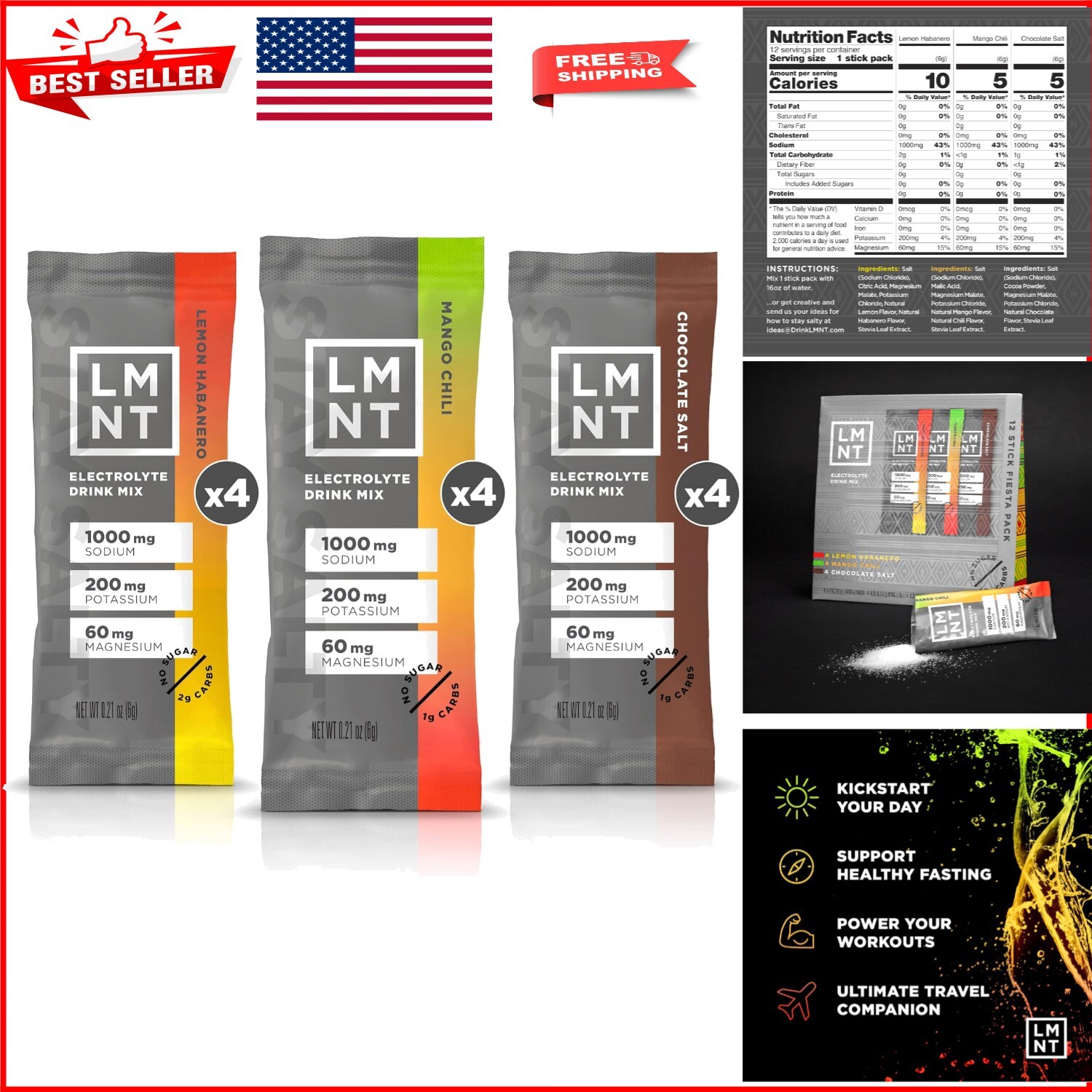Sugar-Free LMNT Hydration Electrolyte Mix - Optimal Keto Energy & Recovery