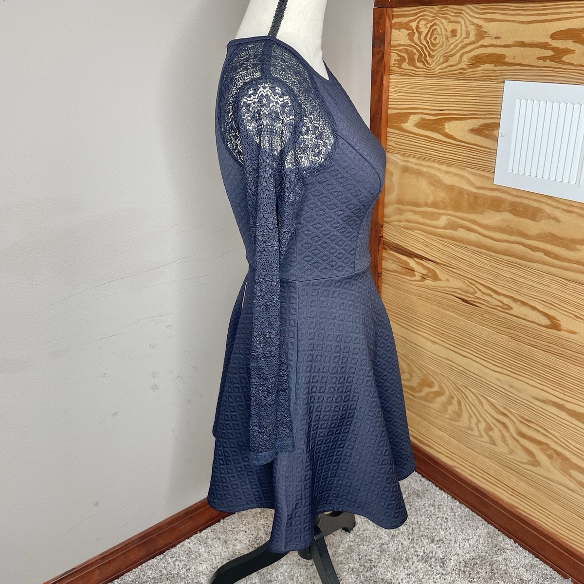 altar'd state blue mini dress Altar'd State | Lotis Patchwork Mini Dress | BLUE-MULTI | Material: 100% Acrylic