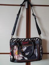 BORSA DESIGUAL DONNA DA SPALLA COLORE NERO e FANTASIA ORIGINALE USATO