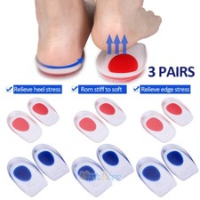 3 Pairs Silicone Gel Feet Cushion Foot Heel Cup Elastic Care Insole Pad Unisex
