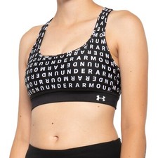 NWT Women's Under Armour Black Medium Impact Printed Crisscross Sports Bra