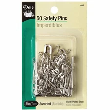 Dritz 50 Safety Pins - Size 00 To 3 Assorted Sizes
