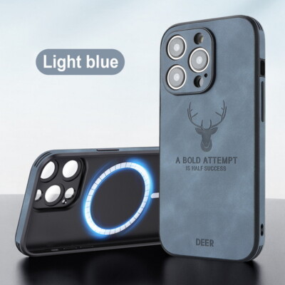 Leder Magsafe Handyhülle Für iPhone 16 Pro Max 15 14 13 Hirsche Magnetisch Cover