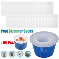 60 Pack Pool Skimmer Socks Filter Replacement Savers for Basket Swimming Pool