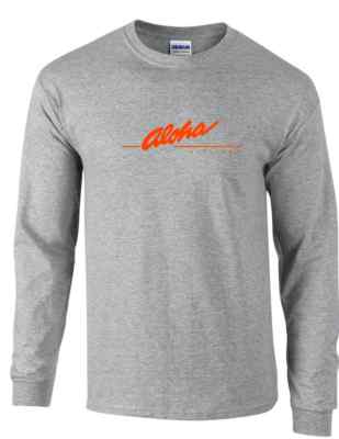 Aloha Airlines Red Logo Shirt Hawaiian Airline Sport Gray Long Sleeve T-shirt