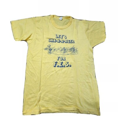 Vintage Mens M Let's Charge For F.E.S. T Shirt Made In USA Single Stitch Thin
