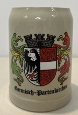 Ceramic Beer Stein Retro Garmisch Partenkirchen Souvenir West Germany GERZ 0.5L
