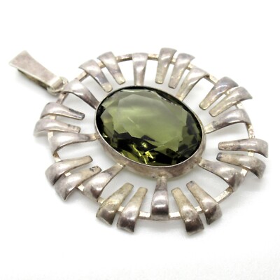 Art Deco Anhänger 835er Silber Grüner Saphir? 20er 30er Jahre Kramer Pendant