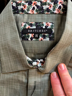 Britches new w tags $65 short sleeve paid shirt 2xl tall mens designer 1/25