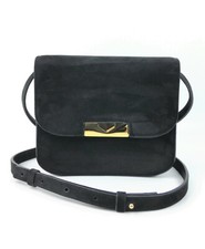 Victoria Beckham Eva Black Calfskin Suede Crossbody Bag