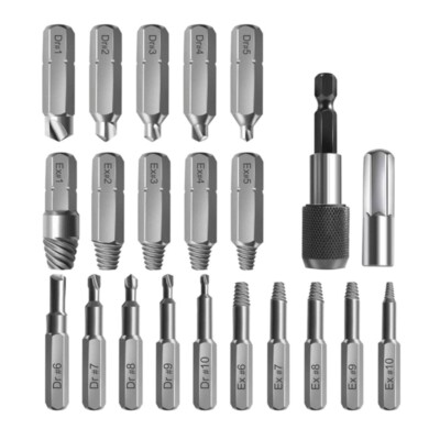 Screw Extractor Drill Bits Damaged Water Pipe Broken Bolt Screws Remover Tools