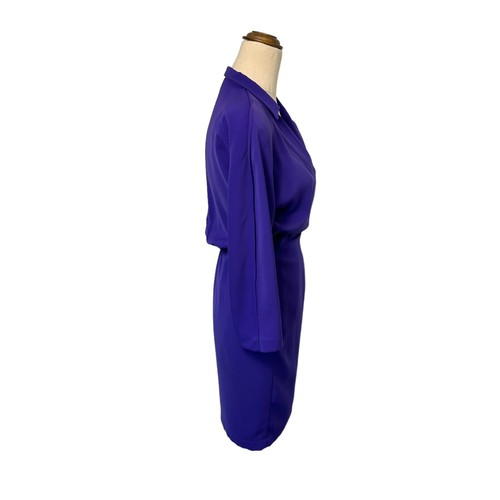 Vintage Thierry Mugler Iconic 90s Purple V Neck Wrap Mini Dress Size 7A XS - Foto 4 di 12