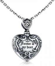 Sterling Silver Cremation Jewelry Urn Heart Pendant for Ashes Memorial Necklaces