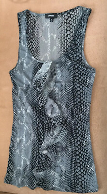 Express Animal Print Front Ruffled Down The Middle Sleeveless Tank Top Small