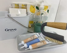 12 pc Grove Collaborative Gift Set Cleaning Caddy Tray Green Glass Spray Bottle